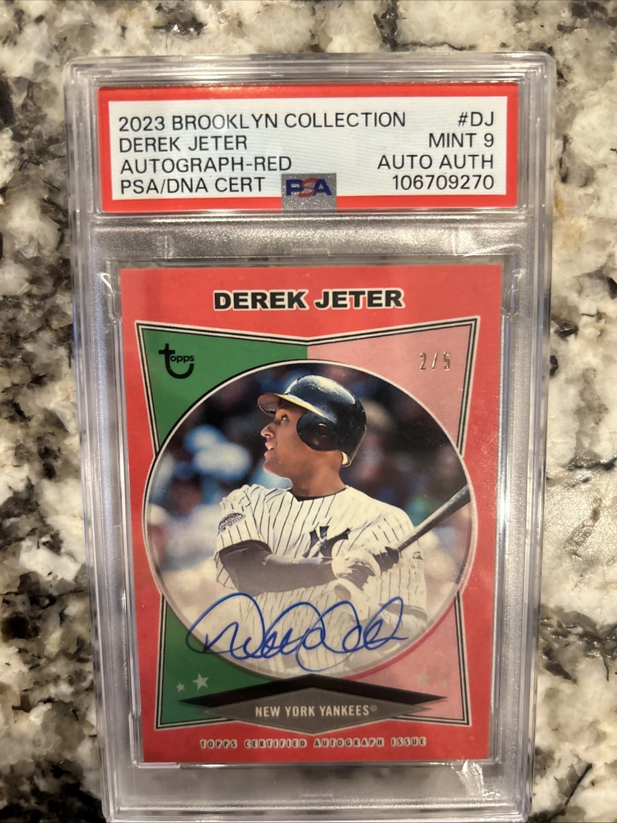 2023 Brooklyn Collection Derek Jeter Red 2/5 Auto MINT Jersey #
