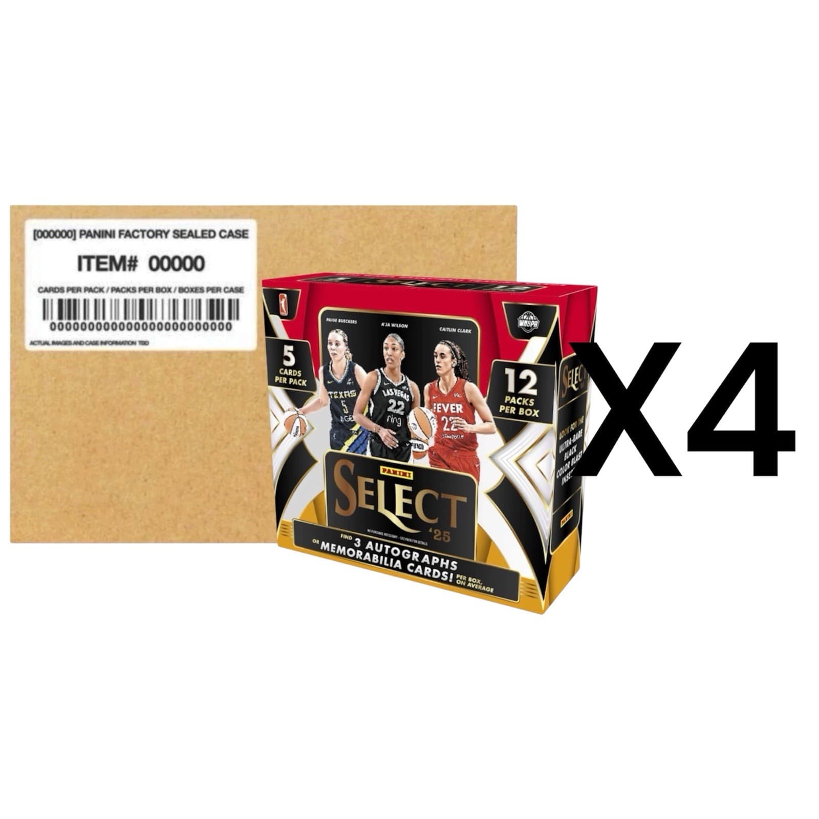 4x 2025 Panini Select WNBA Basketball Factory Sealed 12 Box Hobby Case