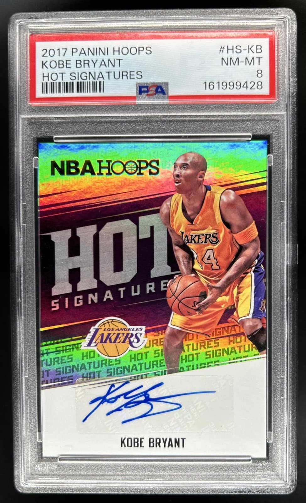 2017-18 Panini Hoops Kobe Bryant Hot Signatures Auto #HS-KB Lakers PSA 8