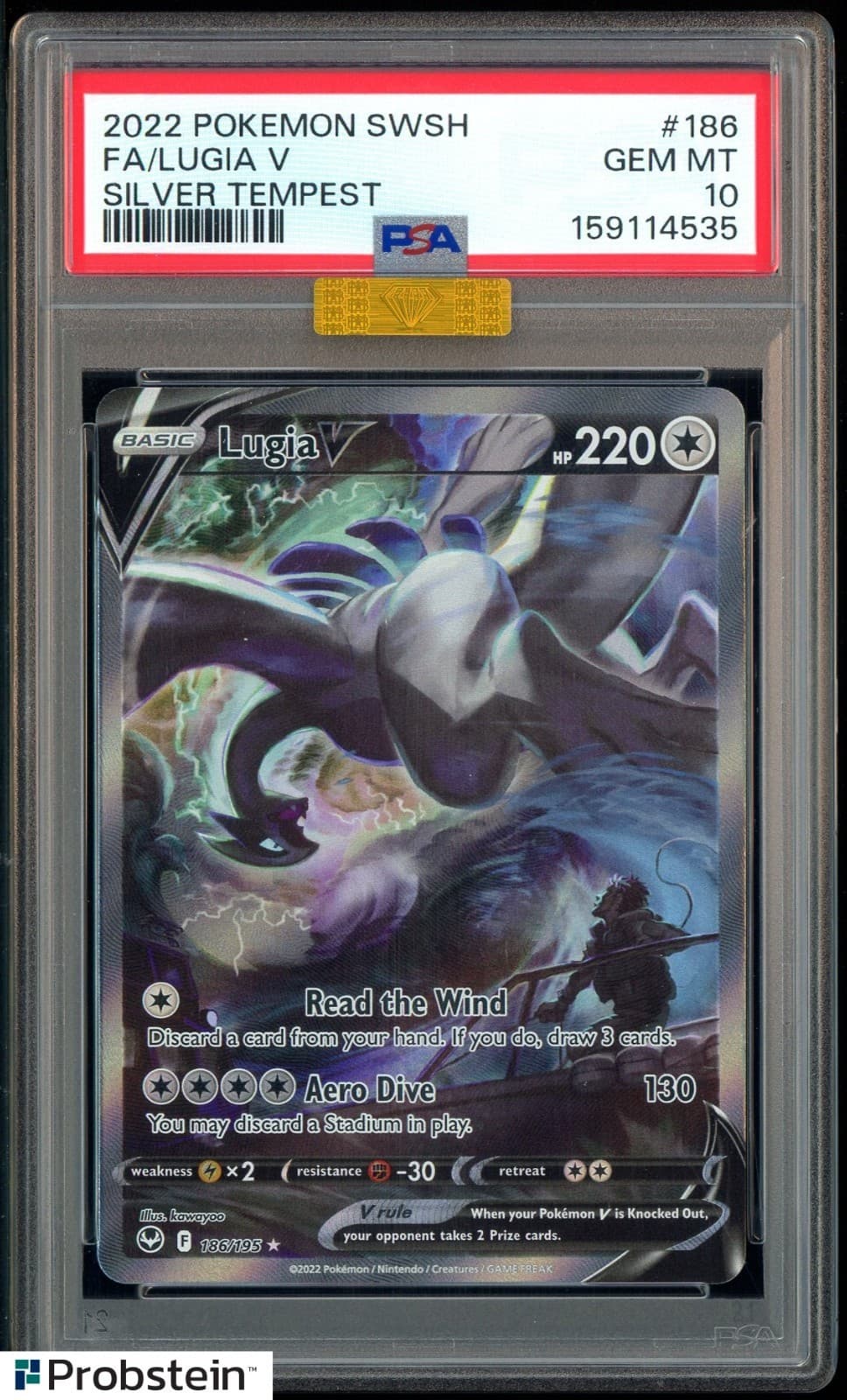 2022 Pokemon SWSH Silver Tempest #186 FA Lugia V PSA 10 MBA GOLD DIAMOND