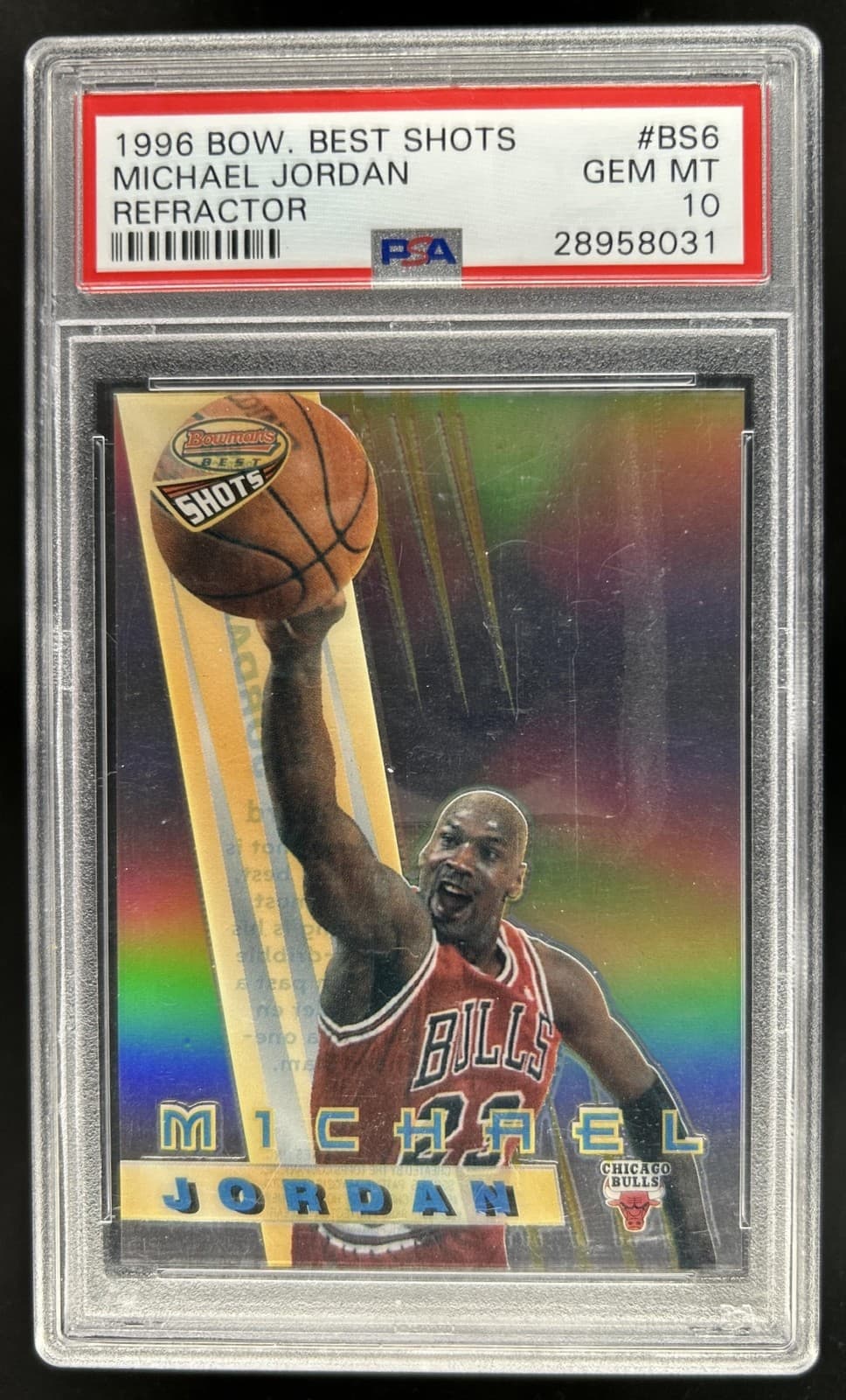 1996-97 Bowman's Best Michael Jordan Shots Refractor #BS6 Bulls PSA 10 GEM MINT