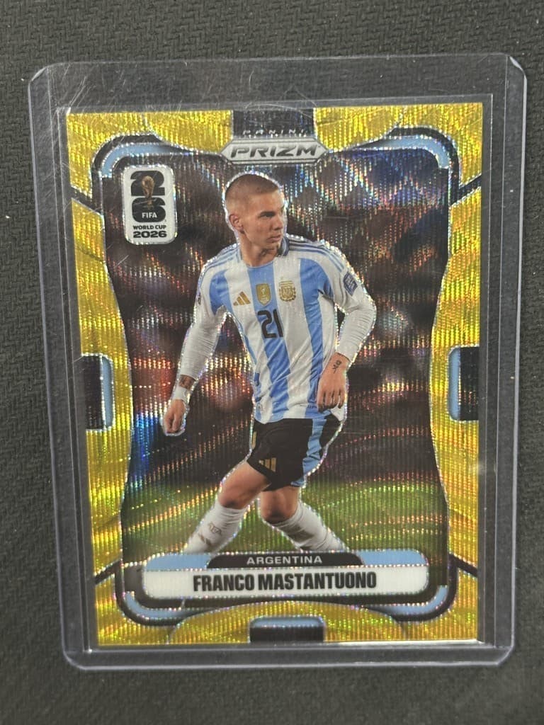 Franco Mastantuono 2026 Panini Prizm World Cup Gold Wave Argentina #20 8/10