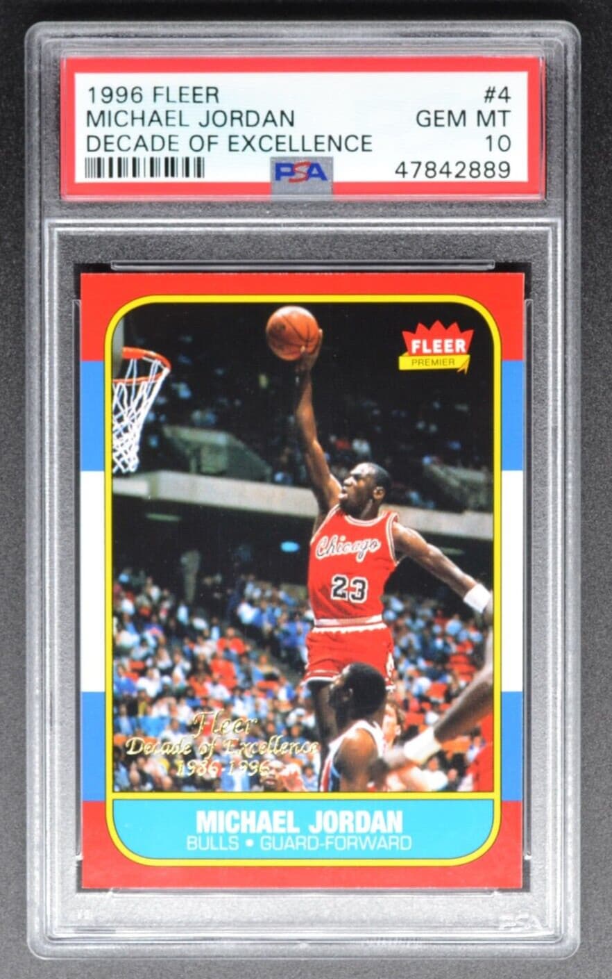 1996 FLEER Michael Jordan 1996 Fleer #4 DECADE Of Excellence Rookie  Psa 10