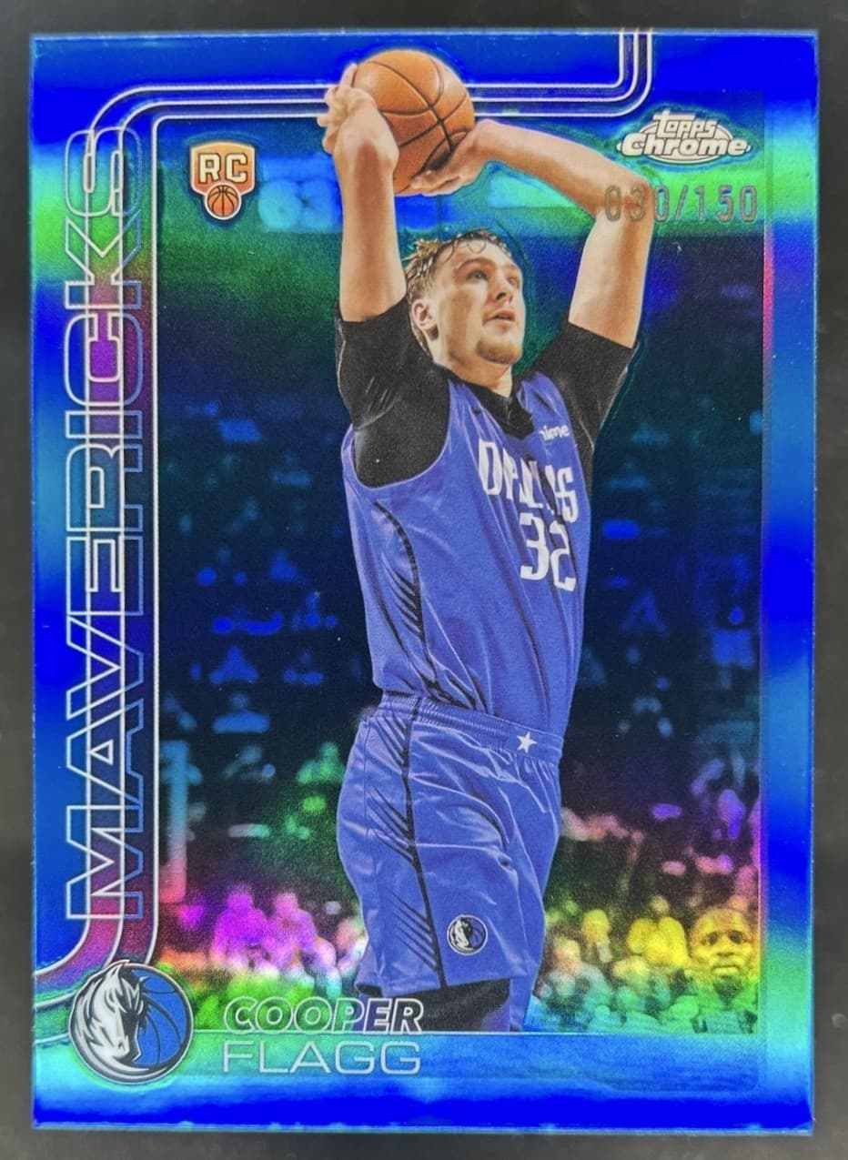 2025-26 Topps Chrome Cooper Flagg RC Blue Refractor Rookie #/150 Mavericks