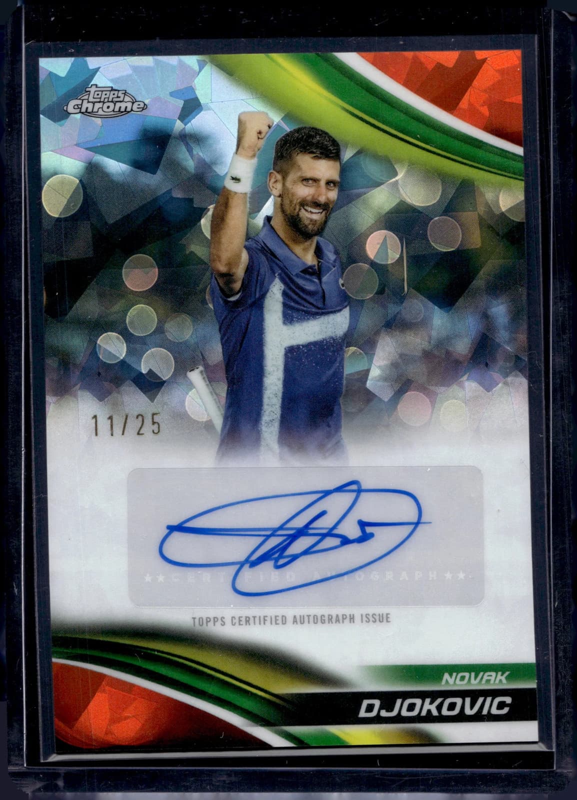 2025 Topps Chrome Tennis Novak Djokovic Orange Sapphire Autograph /25 #CA-NDC