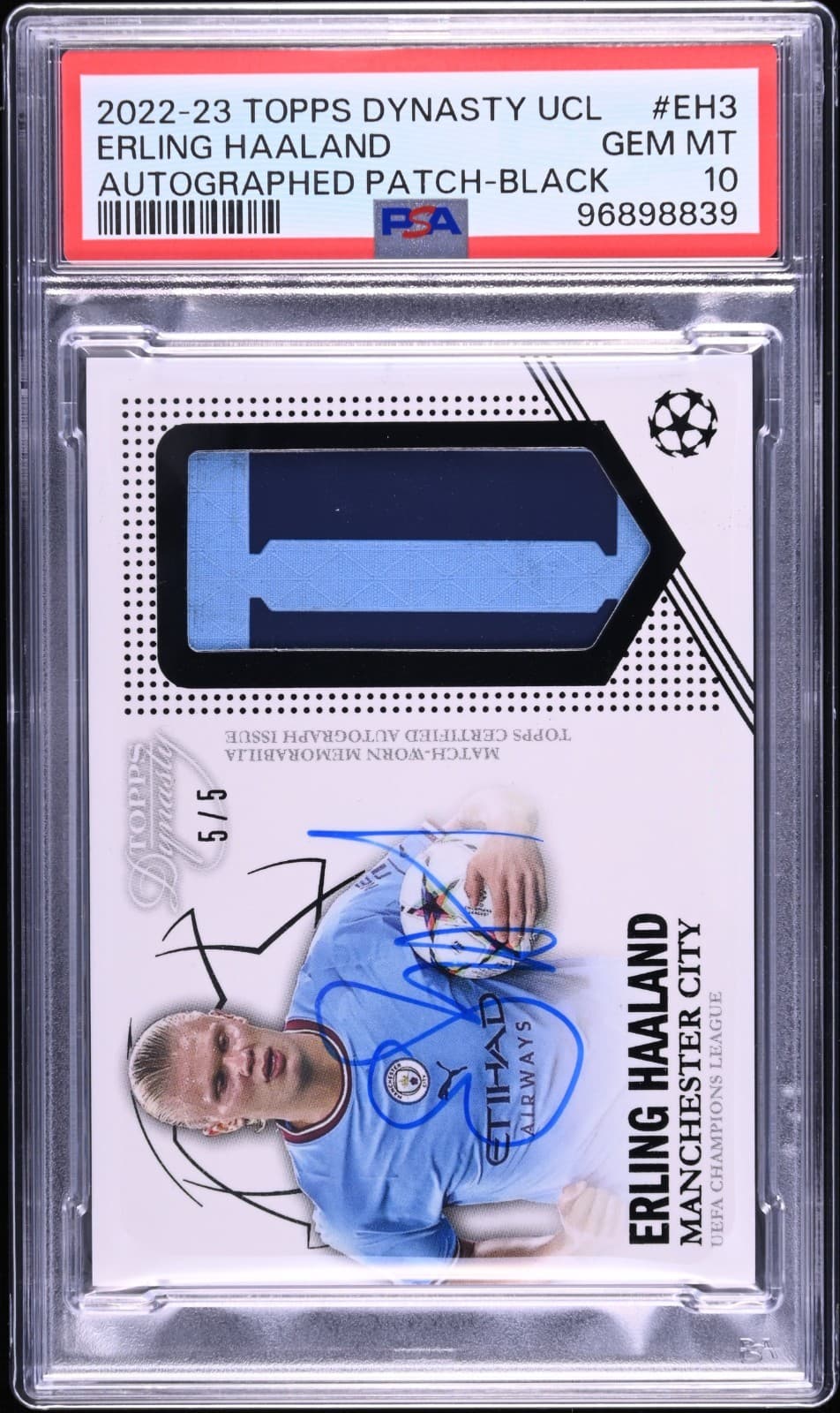 2022Topps Dynasty UCL Erling Haaland Patch Auto Black /5 PSA 10