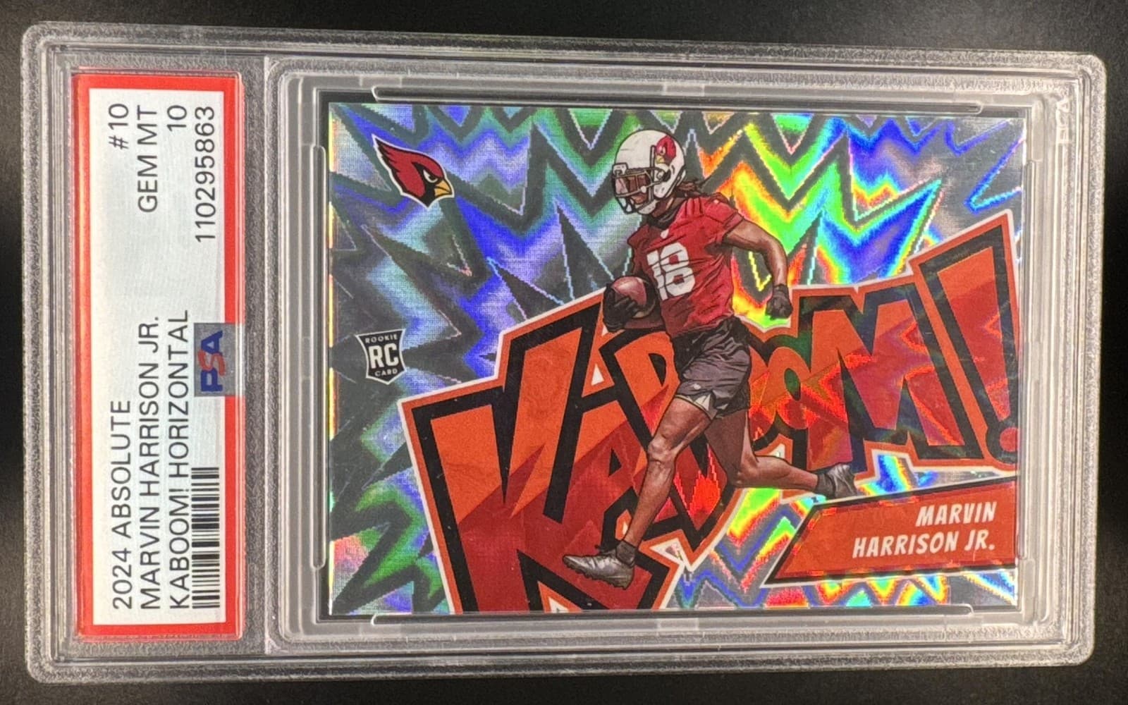 2024 Panini Absolute Marvin Harrison Jr. #10 Kaboom Horizontal RC SSP PSA 10