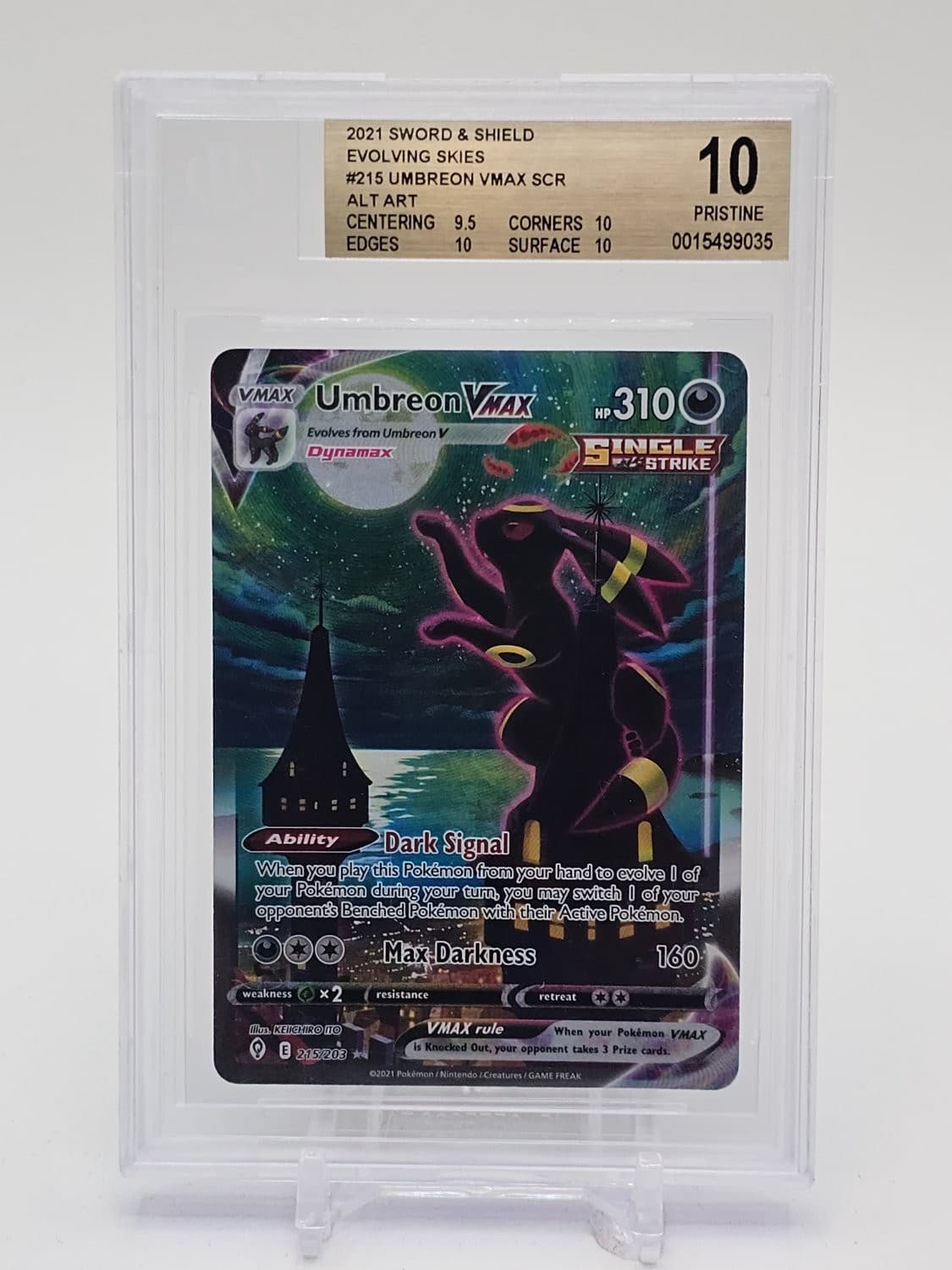 Umbreon Vmax 2021 Pokemon Evolving Skies 215/203 Sr B Bgs 10 Pristine Q7872