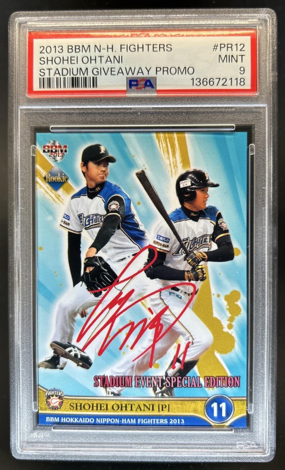 2013 BBM N-H Fighters Shohei Ohtani Stadium Giveaway Promo #PR12 PSA 9 MINT