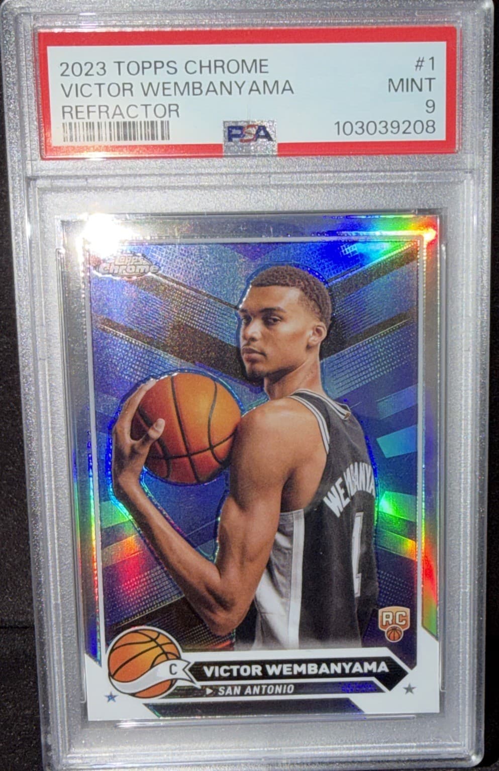 2023 Topps Chrome Refractor #1 Victor Wembanyama Spurs RC Rookie PSA 9 MINT