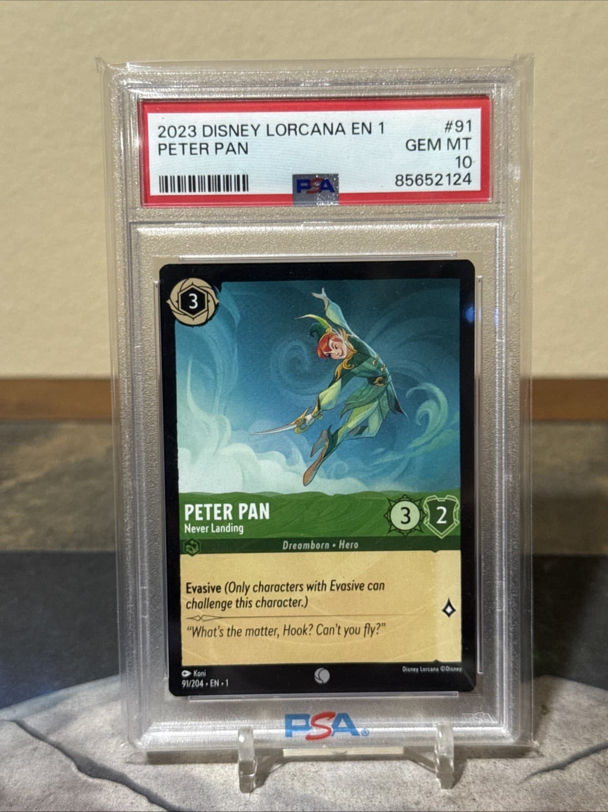 DISNEY LORCANA Peter Pan - Never Landing 91/204 PSA 10 Gem Mint