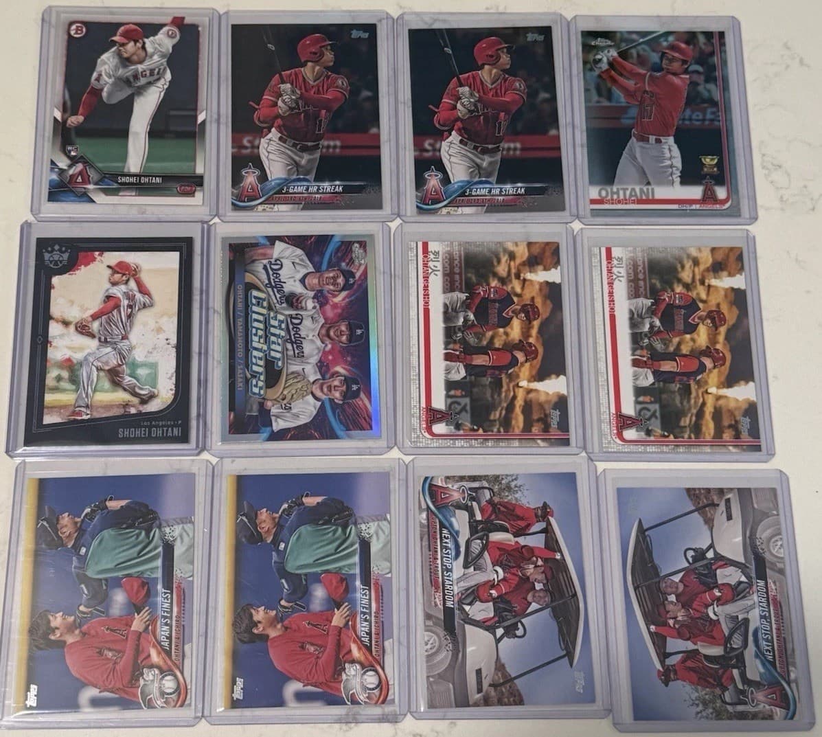 SHOHEI OHTANI 20 CARD COLLECTION LOT ROOKIES INSERTS RC CUP HELMET RELIC 🔥