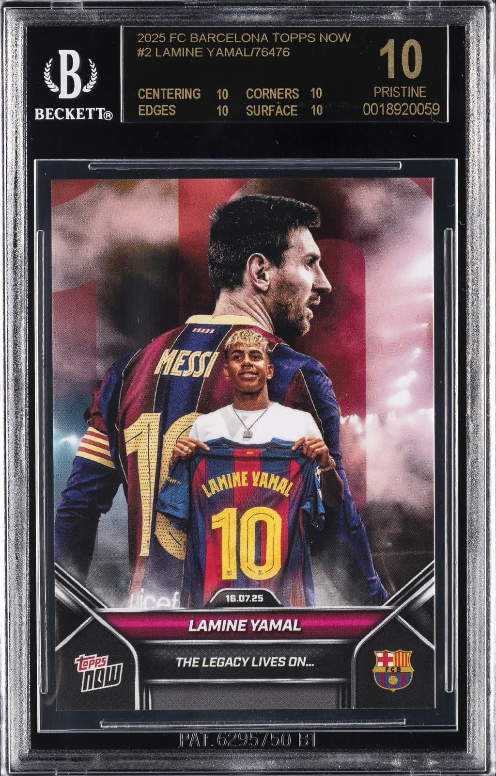 2025 Topps Now Fc Barcelona #2 Lamine Yamal Bgs 10 Black Label