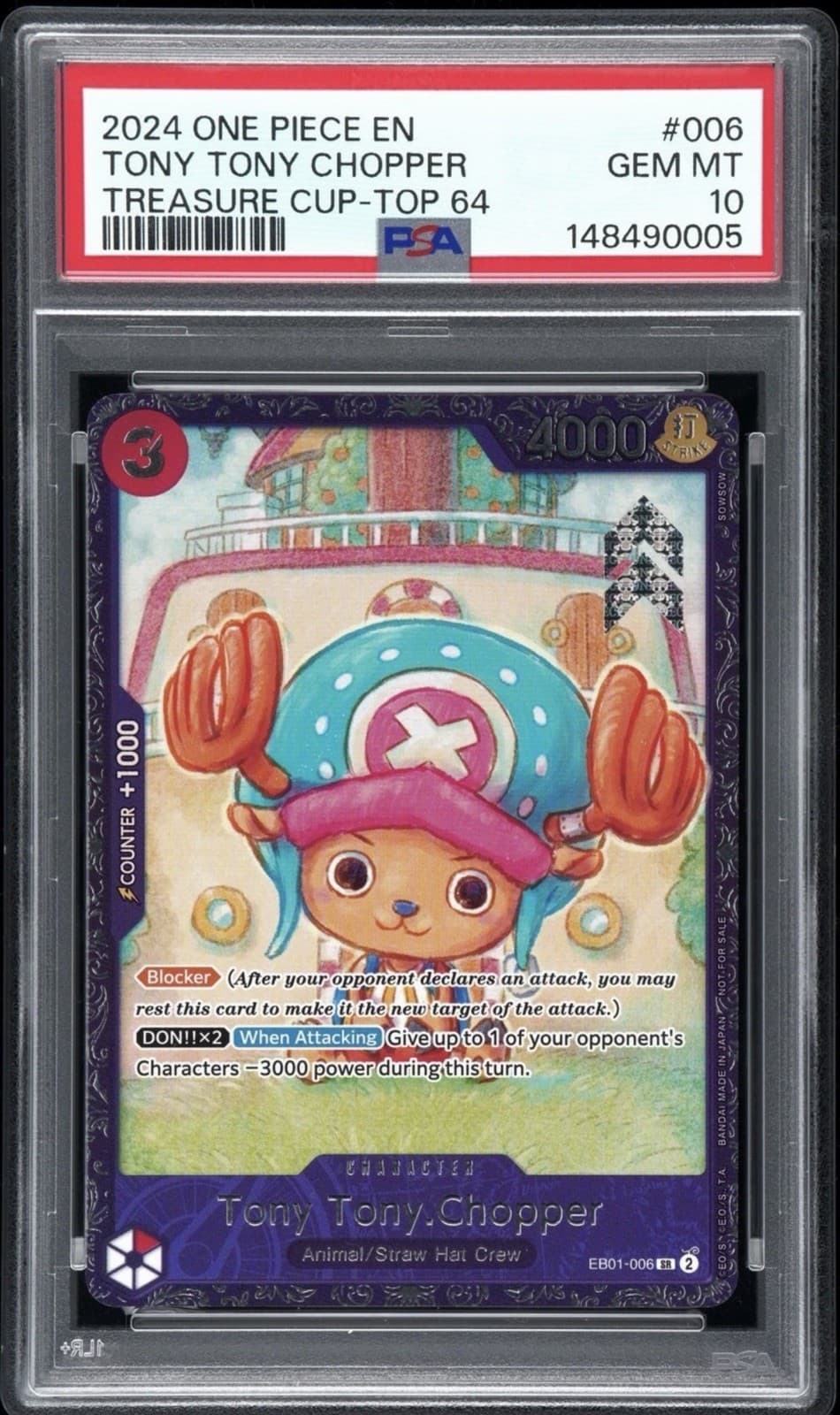 One Piece Card Game Tony Tony.Chopper EB01-006 2024 Treasure Cup-Top 64 PSA10