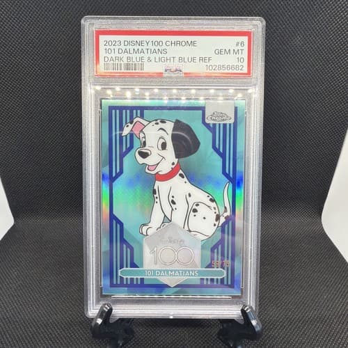 Rare 2023 Topps Chrome Disney 101 Dalmatians #6 Light & Dark Blue /75 PSA 10