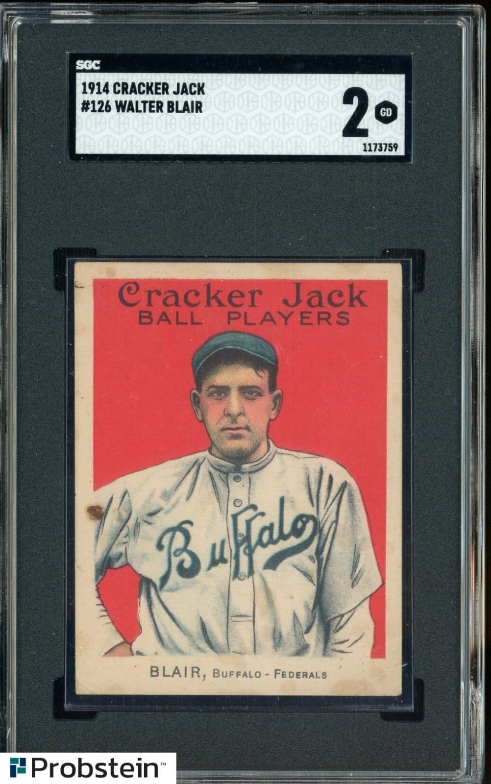 1914 Cracker Jack #126 Walter Blair Buffalo SGC 2 GOOD