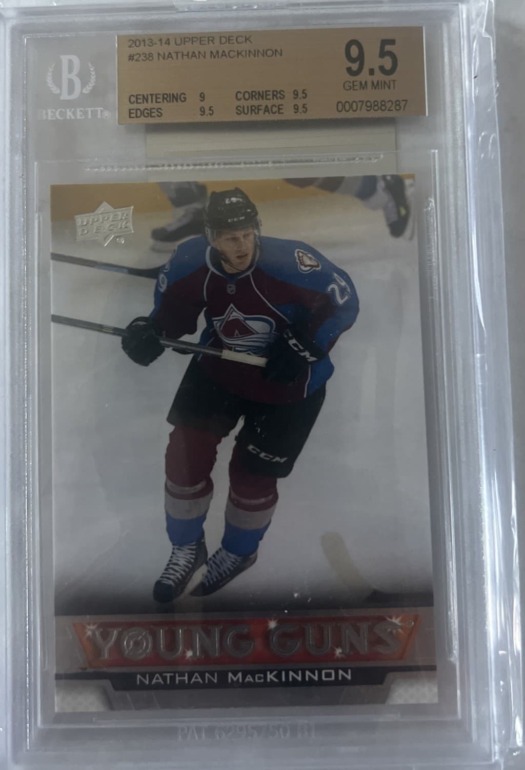 NATHAN MACKINNON 2013-14 Upper Deck Young Guns #238 Rookie Card BGS 9.5