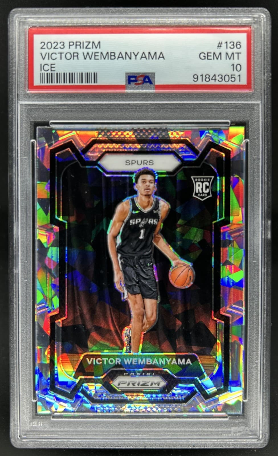2023-24 Panini Prizm Victor Wembanyama Prizm Ice Rookie RC #136 Spurs PSA 10