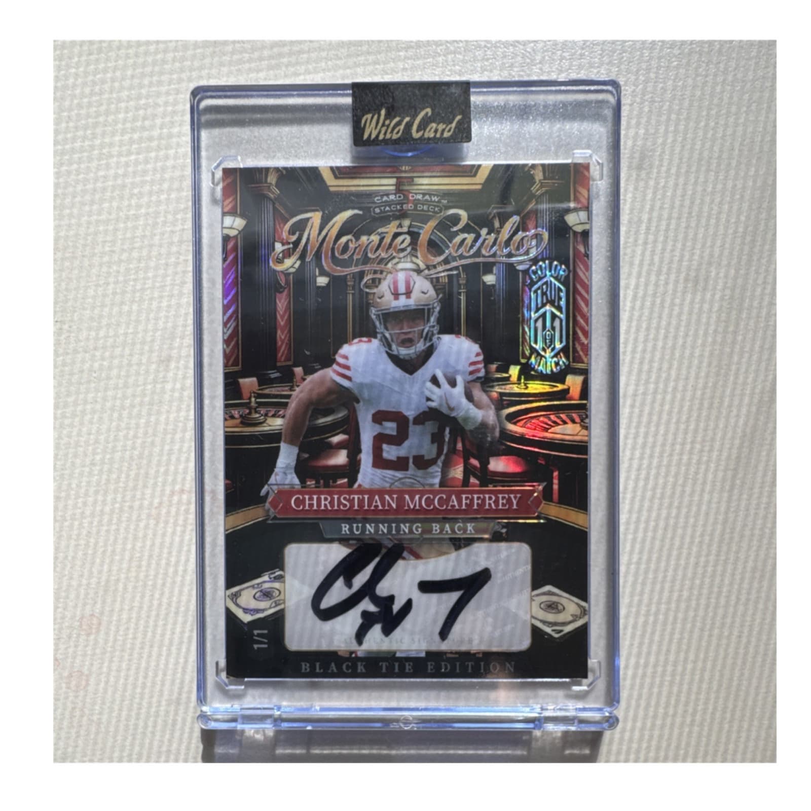 Wild Card Monte Carlo Christian McCaffrey Football Autographed 1/1 2026 Card