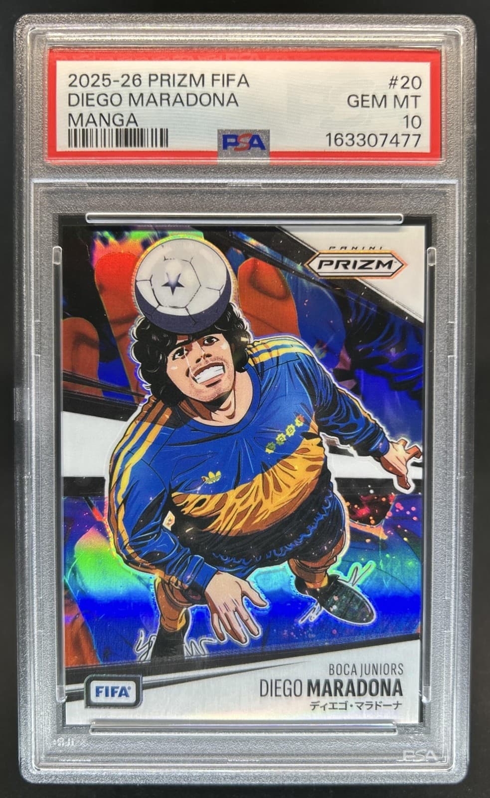2025-26 Panini Prizm FIFA Diego Maradona Manga SSP #20 Boca PSA 10 GEM MINT