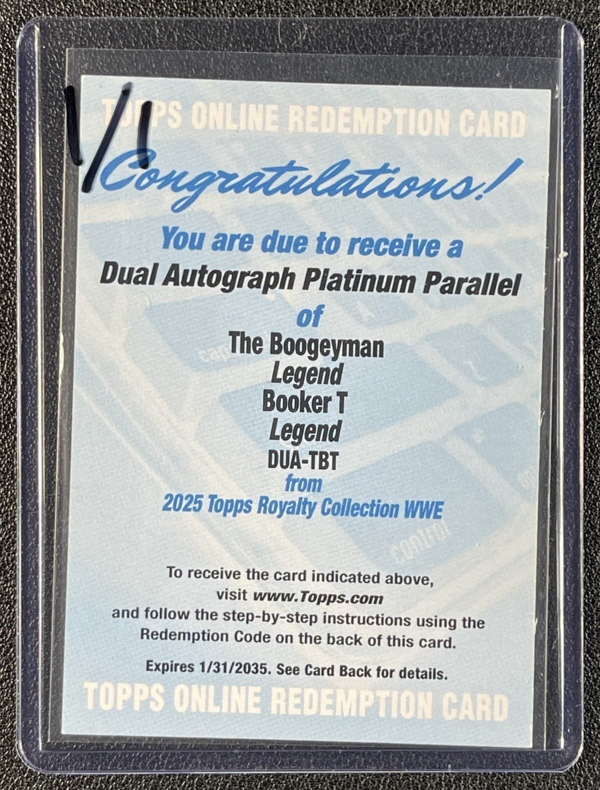 Booker T the Boogeyman 2025 Topps Royalty Wwe #Dua-Tbt Dual Auto Platinum 1/1