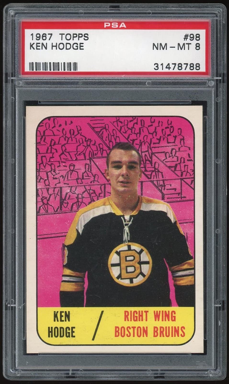 1967/68 Topps #98 Ken Hodge PSA 8 *8788