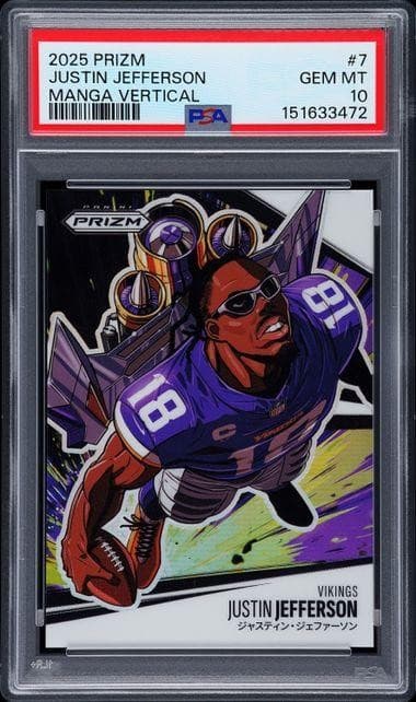 2025 Panini Prizm Justin Jefferson Manga Vertical #7 PSA 10