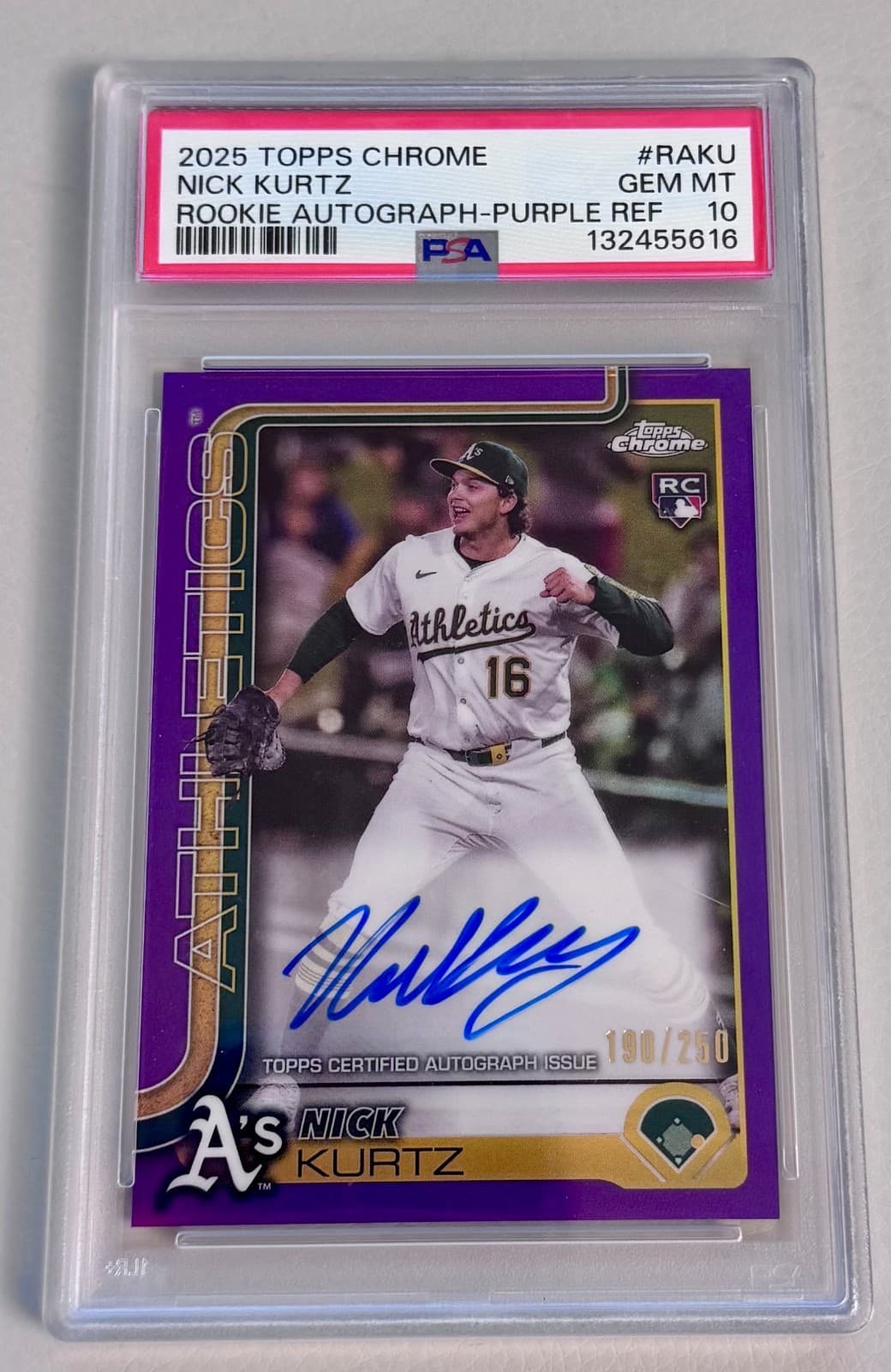 2025 Topps Chrome - Rookie Autographs Nick Kurtz #RA-KU Purple Refractor /250...