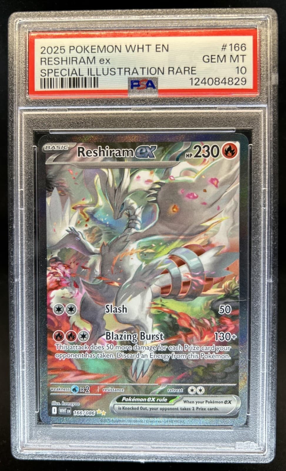 2025 Pokemon White Flare Reshiram ex Special Illustration Rare #166/086 PSA 10