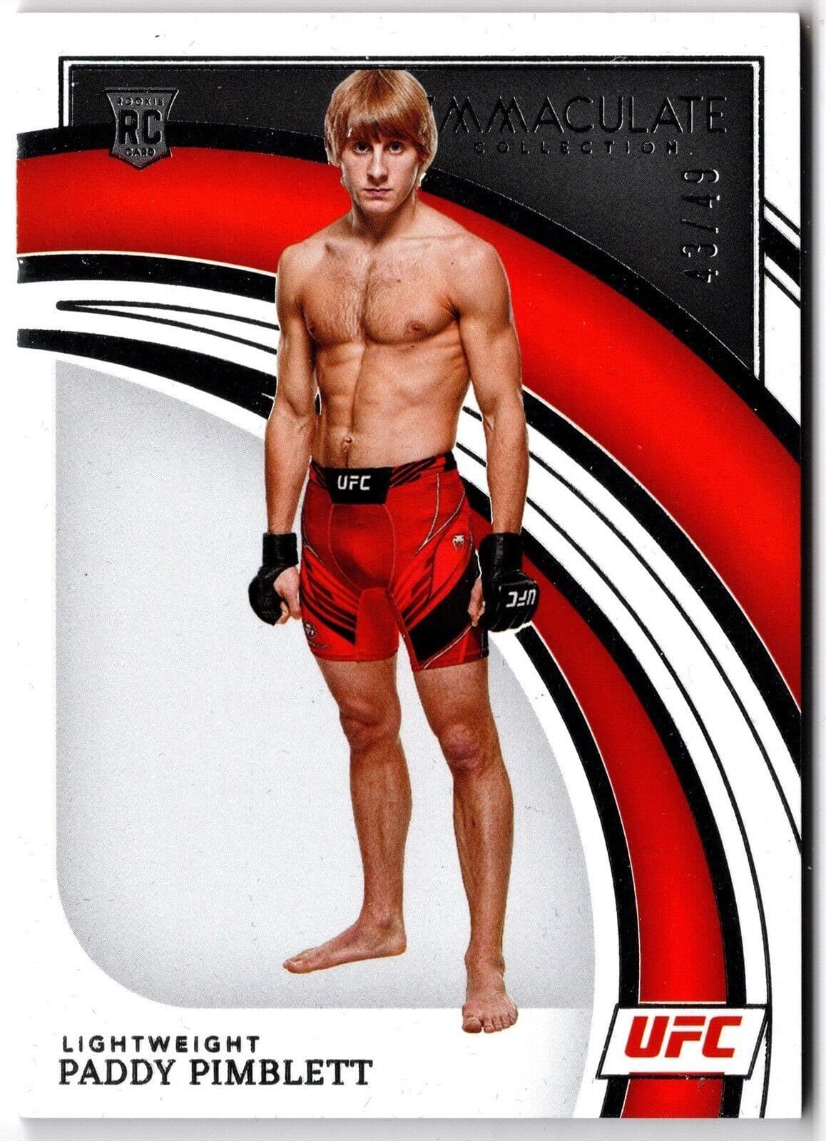 2022 Panini Immaculate Collection UFC MMA PADDY PIMBLETT #59 #43/49 RC Rookie