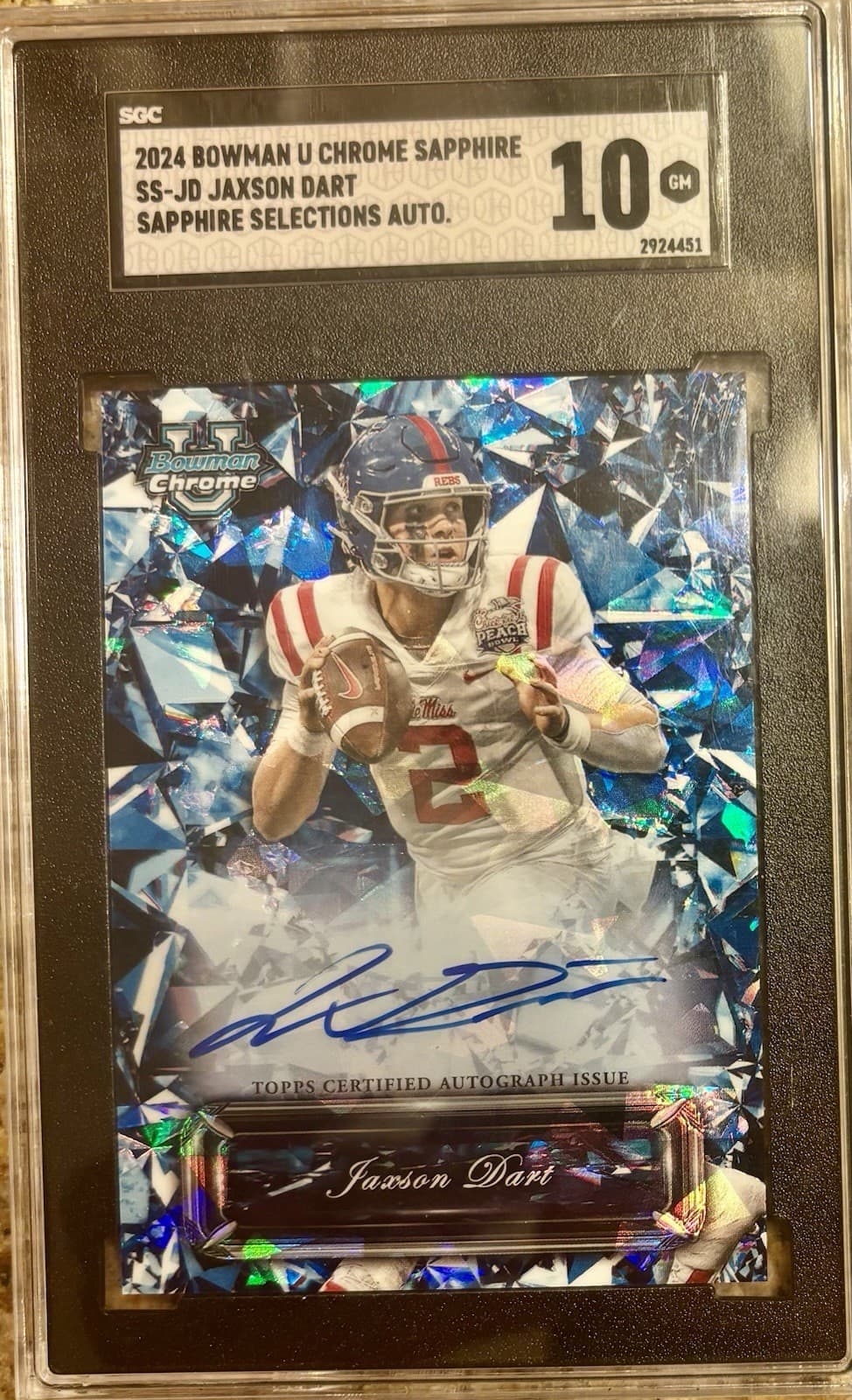 🔥Topps 2024 Bowman U Chrome Sapphire Selections Jaxson Dart Auto SGC 10