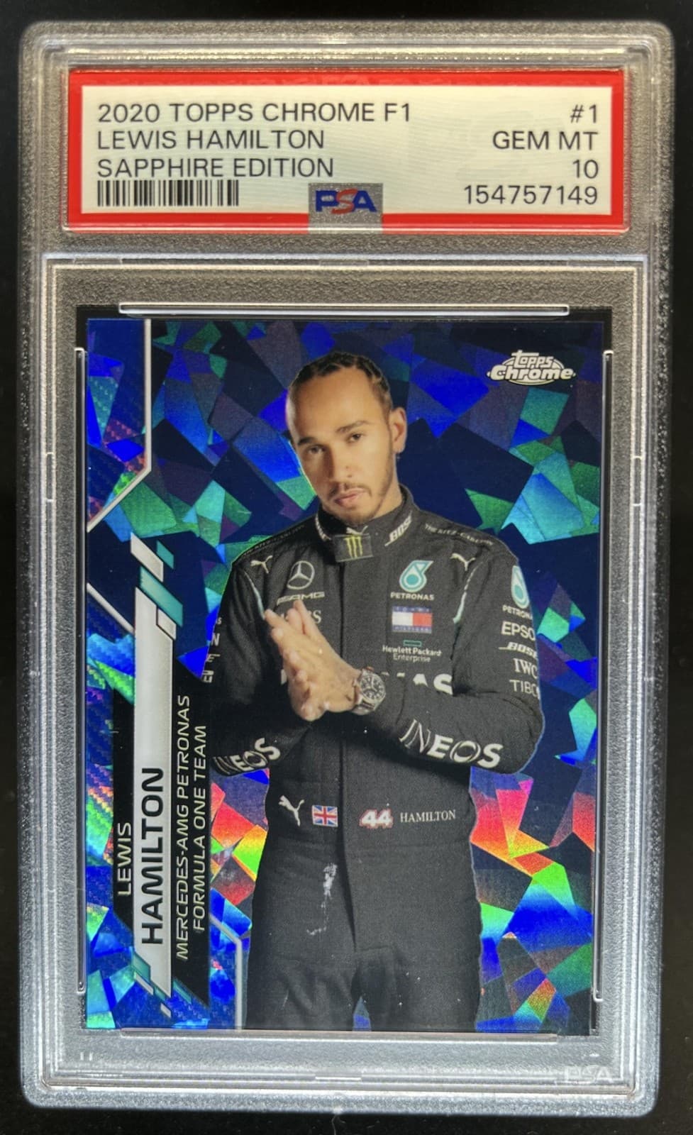 2020 Topps Chrome Sapphire F1 Lewis Hamilton Portrait VAR #1 PSA 10 GEM MINT
