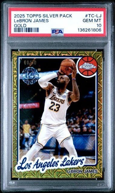 2025 Topps Silver Pack Lebron James '80-81 Gold Chrome /50 PSA 10