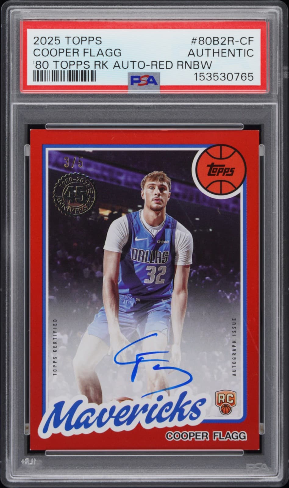 2025 TOPPS 1980-81 TOPPS BASKETBALL AUTO COOPER FLAGG ROOKIE RC /5 PSA AUTHENTIC