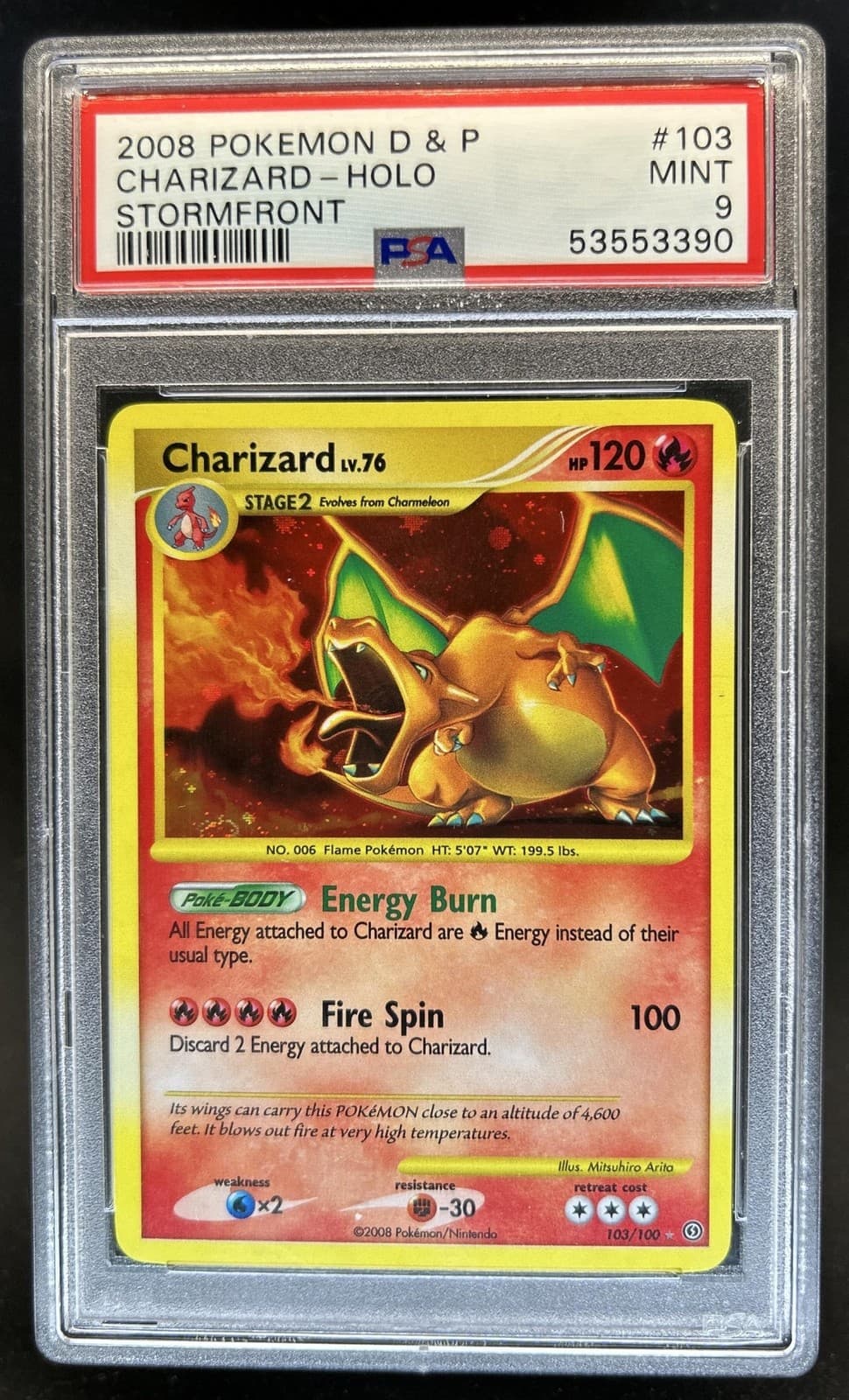 2008 Pokemon Diamond & Pearl Stormfront Charizard Holo #103/100 PSA 9