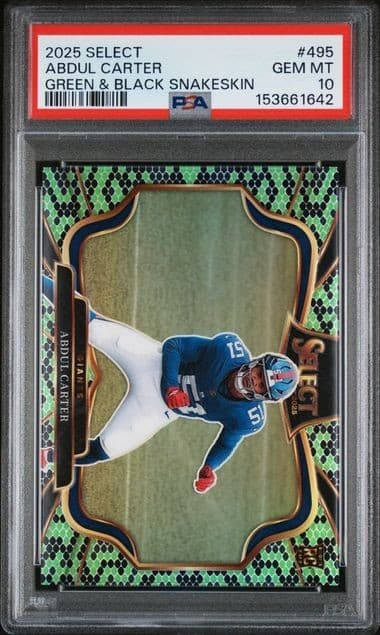2025 PANINI SELECT #495 ROOKIE ABDUL CARTER GREEN & BLACK SNAKESKIN 1/2