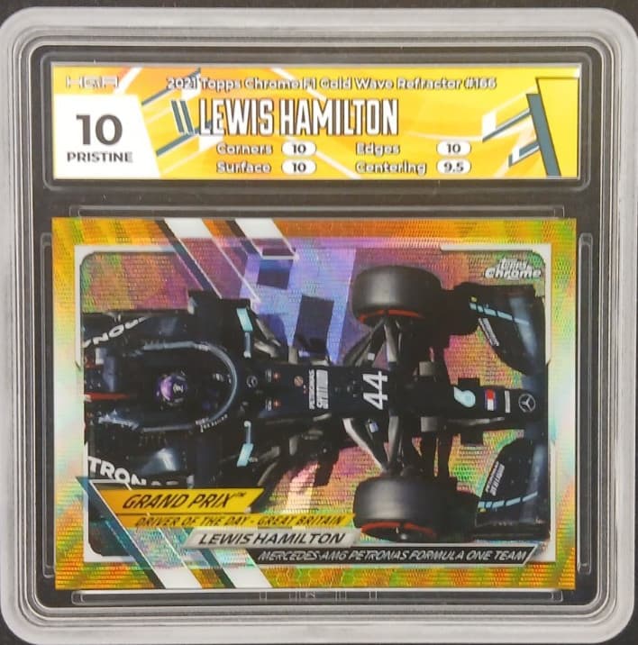 2021 TOPPS CHROME F1 LEWIS HAMILTON #166 GOLD WAVE REFRACTOR /50 HGA 10 Pristine