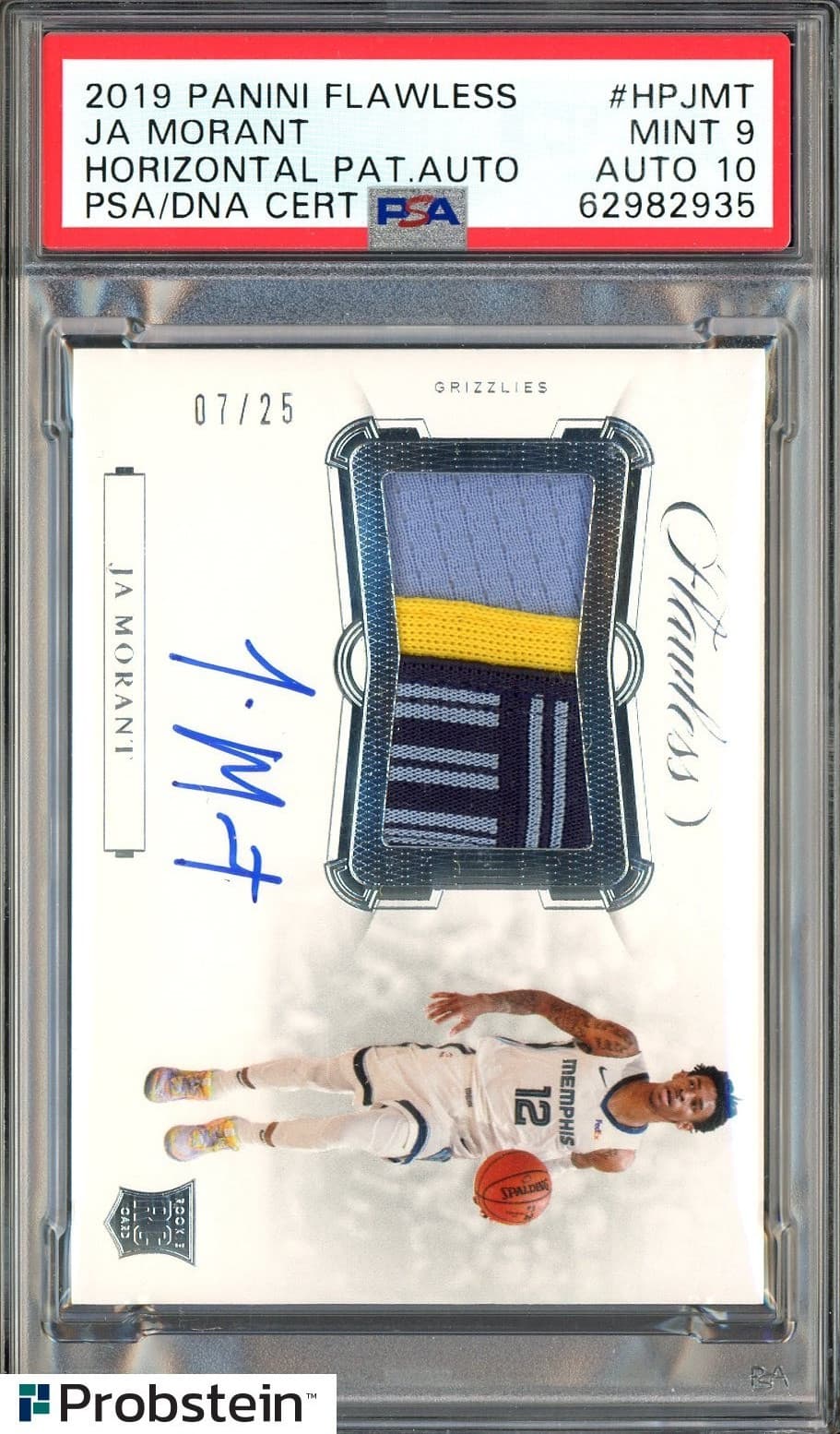 2019-20 Panini Flawless Ja Morant RPA RC Rookie Patch 7/25 PSA 9 PSA/DNA 10 AUTO