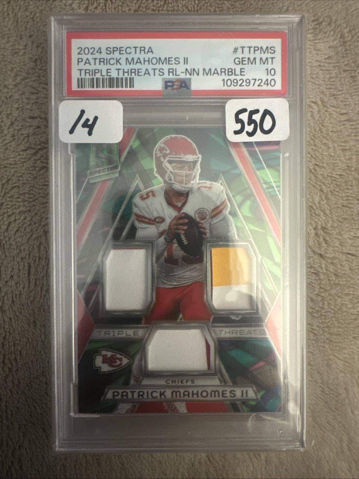 2024 Spectra Patrick Mahomes PSA 10 Numbered 2/4 - Super Bowl Winning Year