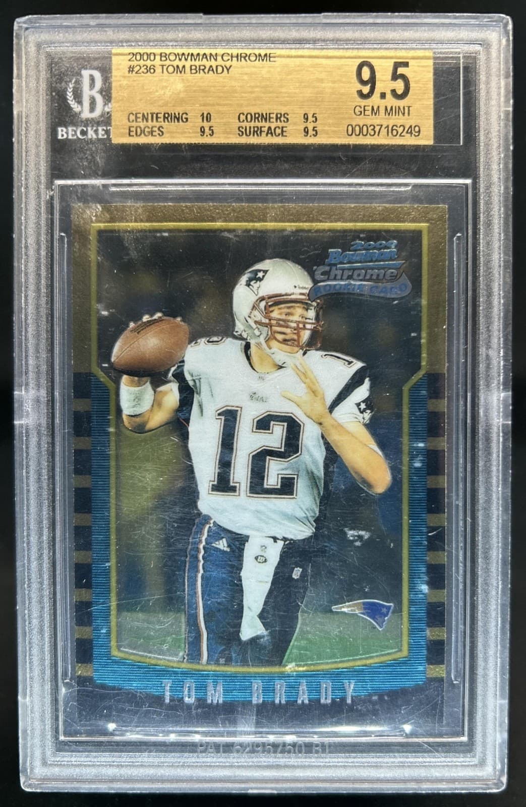2000 Bowman Chrome Tom Brady Rookie RC #236 Patriots BGS 9.5 GEM MINT