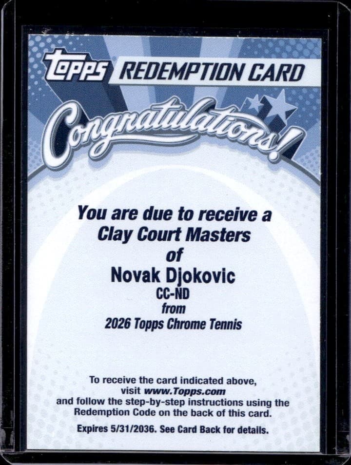 2026 Topps Chrome Novak Djokovic Clay Court Masters Auto Autograph #/25