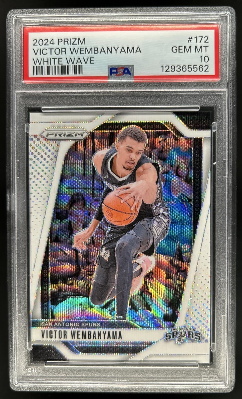 2024-25 Panini Prizm Victor Wembanyama White Wave #/38 Spurs PSA 10 GEM MINT