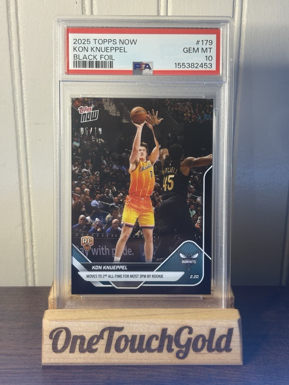 2025 Topps KON KNUEPPEL BLACK FOIL ROOKIE /10 Hornets #179 PSA GEM MT 10 MOST 3s
