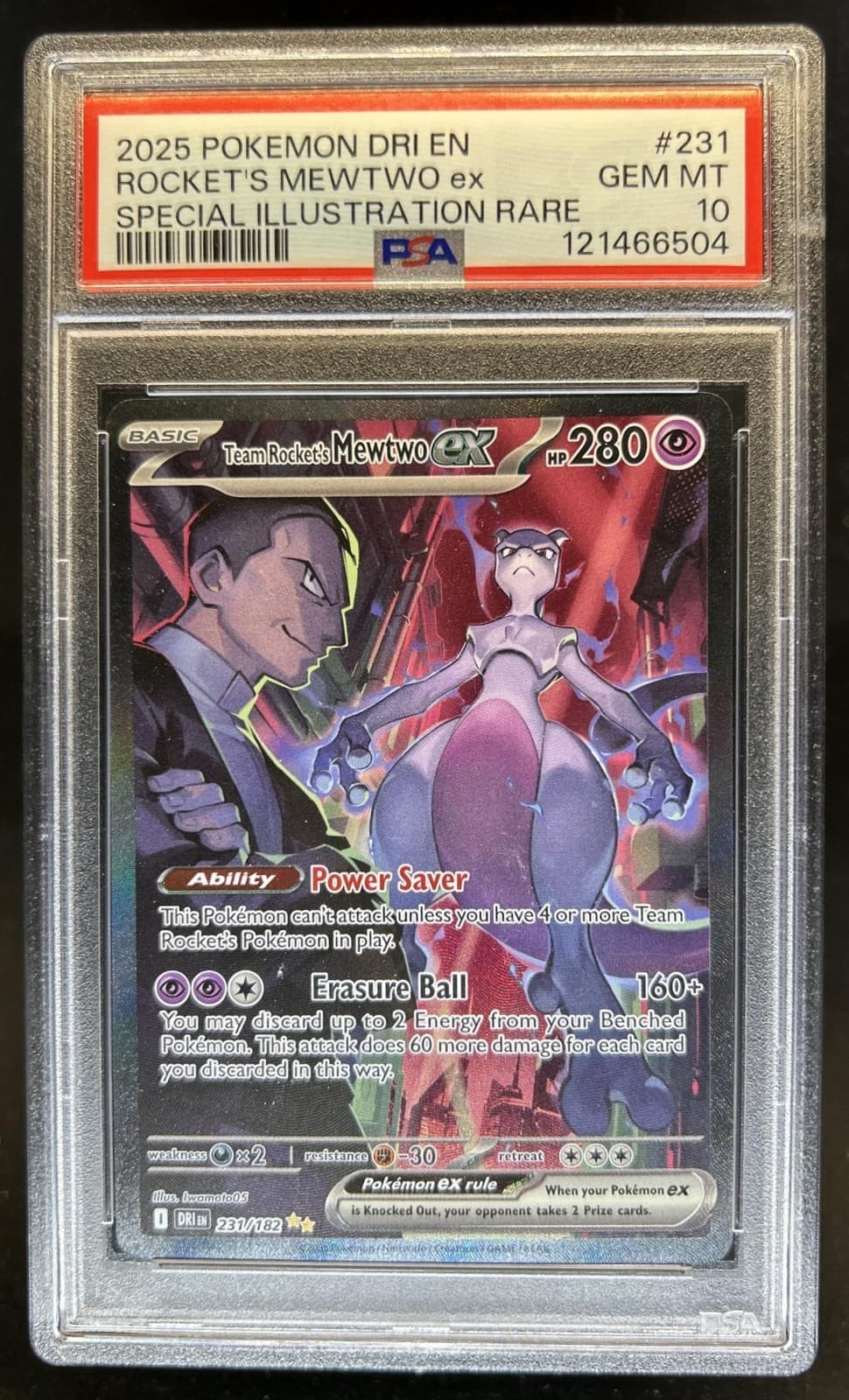 2025 Pokemon Destined Rivals Team Rocket's Mewtwo ex #231/182 PSA 10 GEM MINT