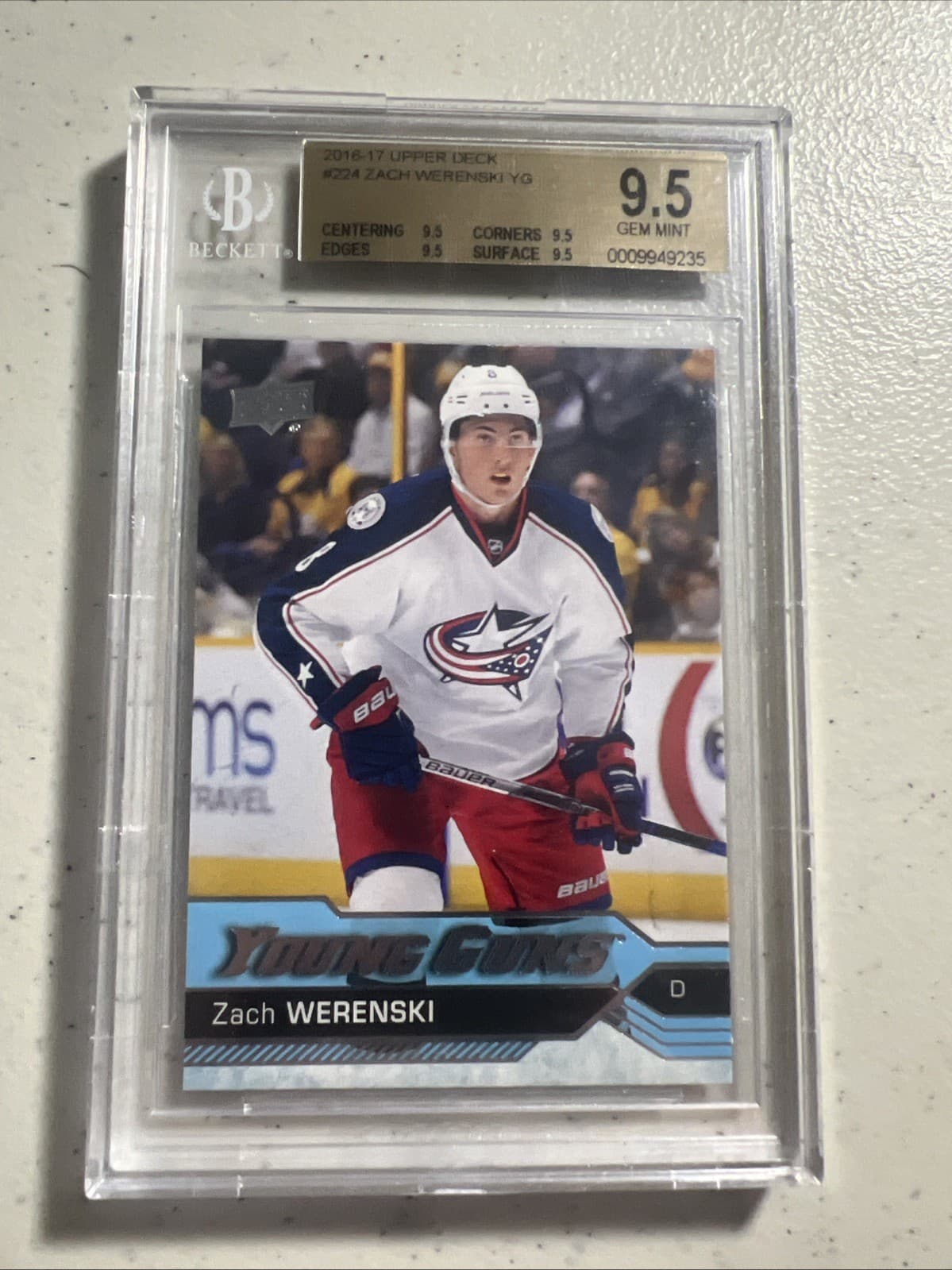 2016-17 Upper Deck Young Guns Zach Werenski #224 BGS 9.5 Gem Mint 