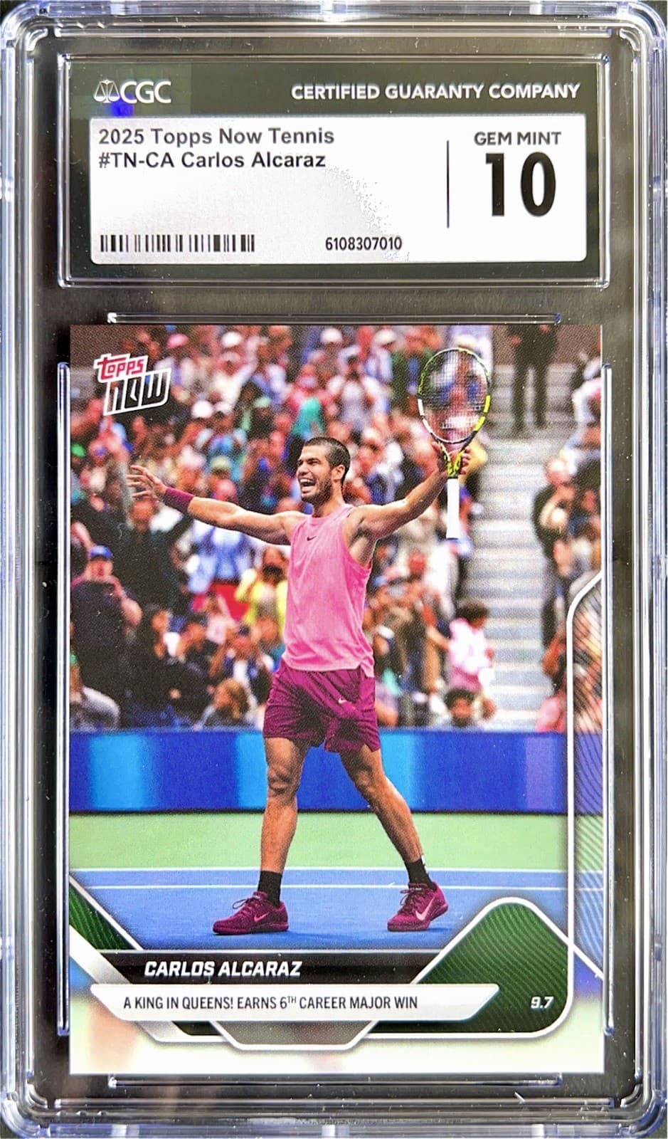 2025 TOPPS NOW TENNIS #CA CARLOS ALCARAZ PSA CGC 10 Gem Mint