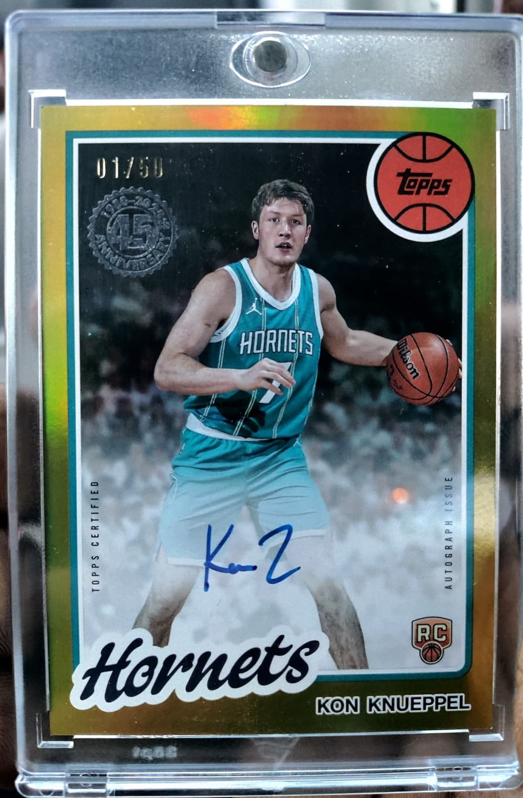 Kon Knueppel  1/50! Gold Foil Rookie Auto 2025-26 Topps Basketball Flagship