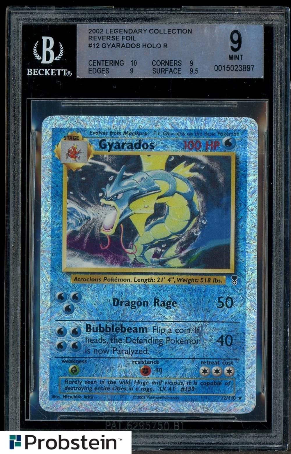 2002 Pokemon Legendary Collection Reverse Holo Foil #9 Gyarados Holo R BGS 9