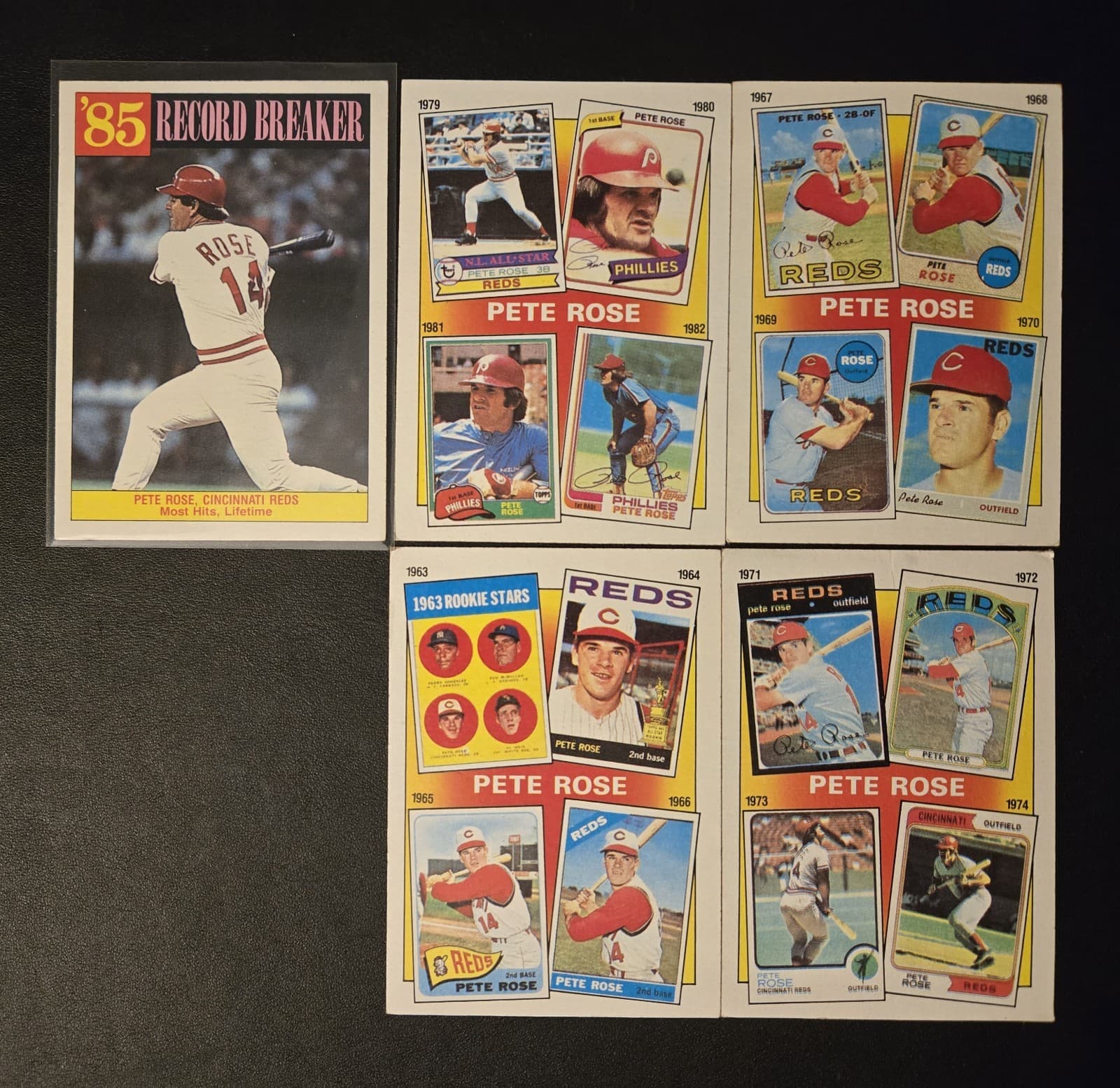 Pete Rose Baseball Cards 1963-1985 Topps, 1971-1974 1986 Topps #4 Cincinnati...