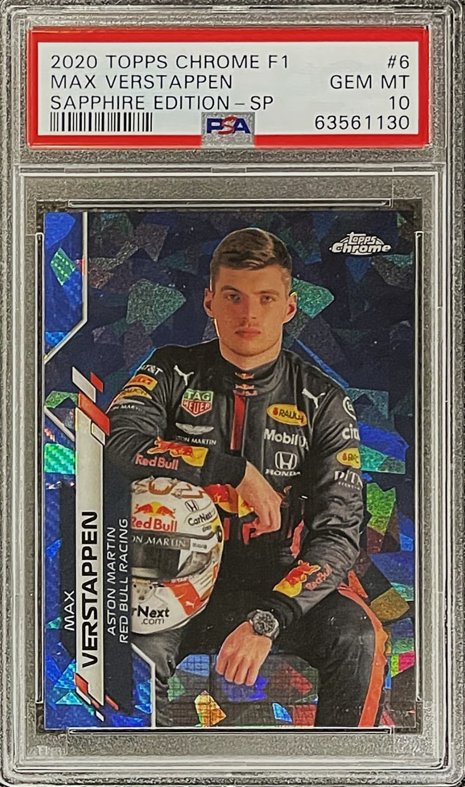 Max Verstappen 2020 Topps Chrome F1 SAPPHIRE SP Image Variation #6 PSA 10 GEM RC